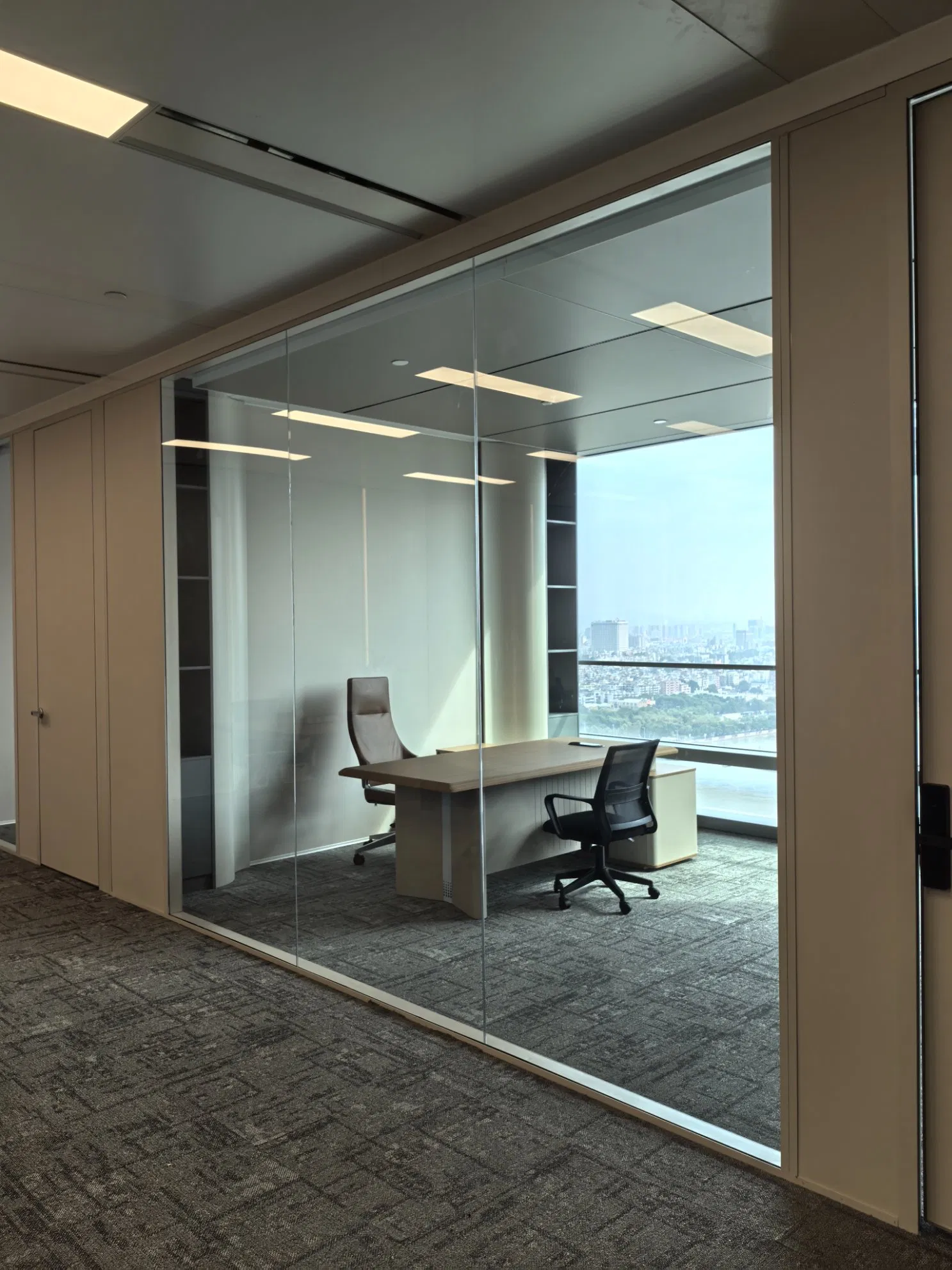 Aluminium Modular Space System Division Wall Clear Glass Office Furniture Partition