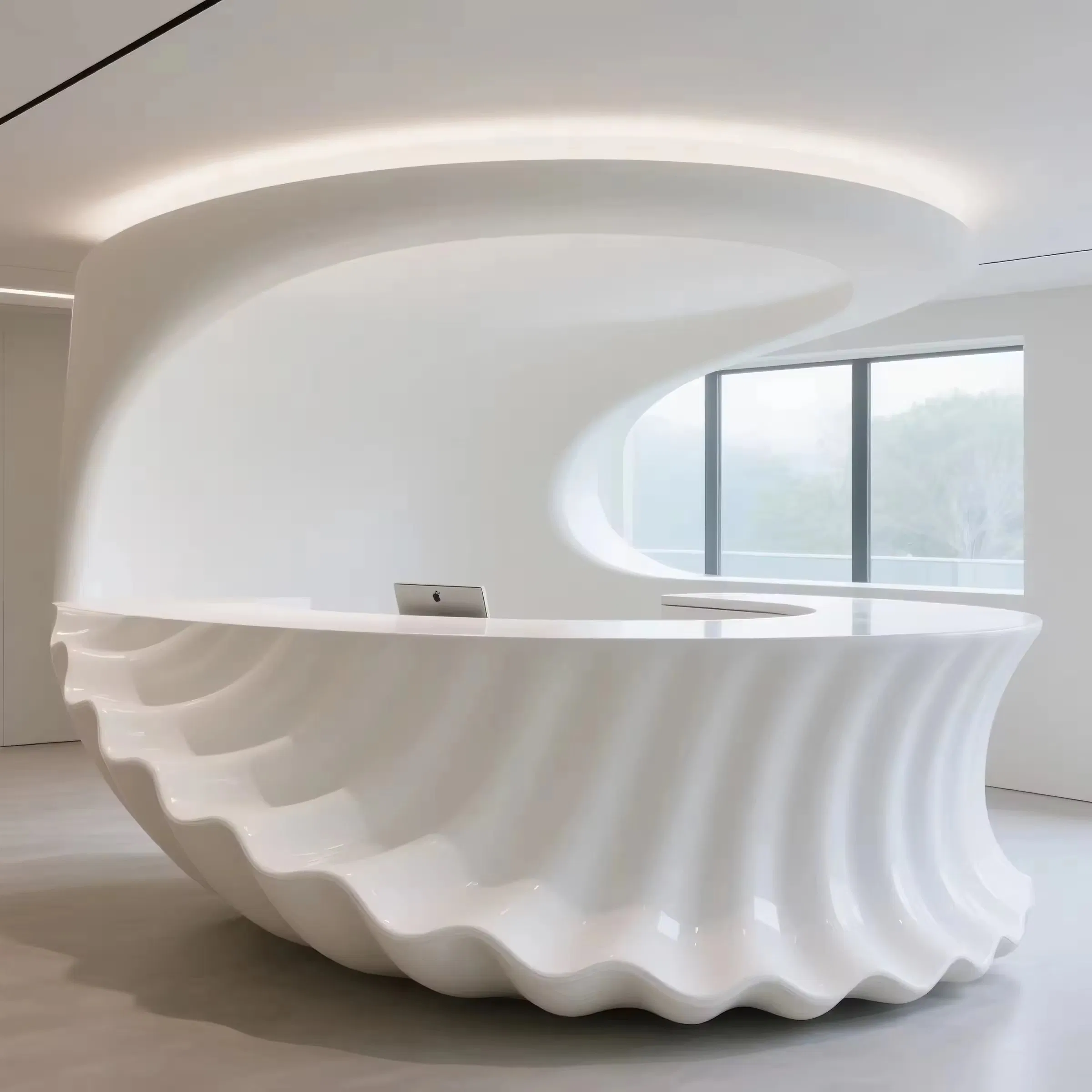 Arch Shaped Fiberglass Front Office Salon Reception Desk