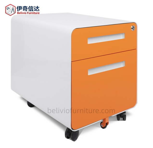 Compact Metal File Cabinet 3 Drawers Rounded Corners Mobile Pedestal Home Bedroom School Work-White Grey Black Steel Storage