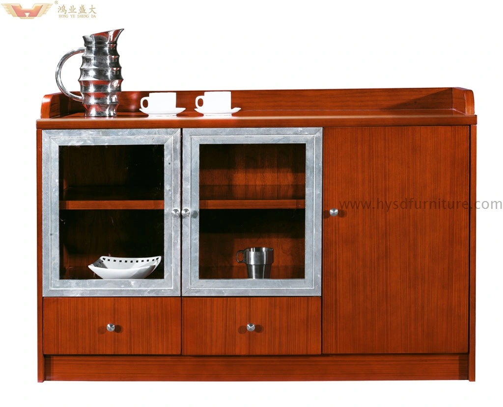 Modern Credenza Side Storage Tea Wood Veneer Office Cabinet (HY-512)