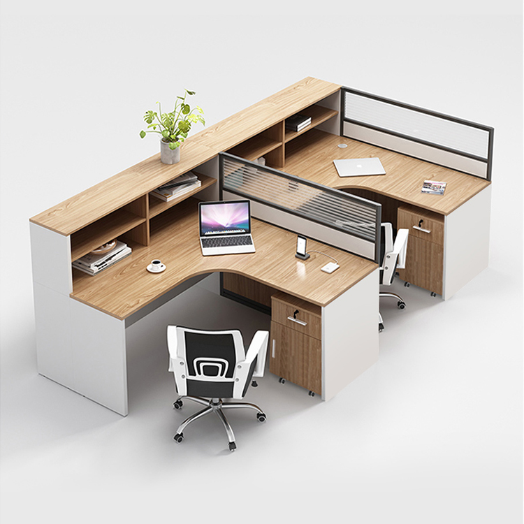 Wood 4 Person Office Furniture Commercial Furniture Modular Office Desk Partition Office Table Cubicle Workstation