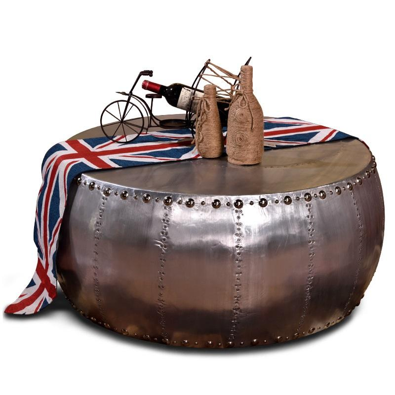 Vintage Industrial Aviator Lounge Chair and Coffee Table Set