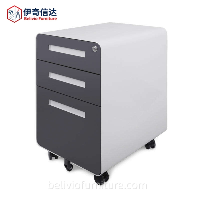 Movable Steel Cabinet Rolling Pedestal 3 Drawers Lockable Mobile Pedestal for Office