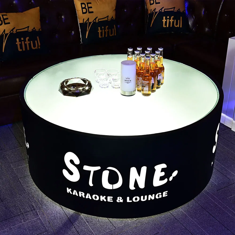 Outdoor Glowing Bar Nightclub Luminous Center Bar Coffee Table LED Hookah Lounge Furniture Round Bar Tables