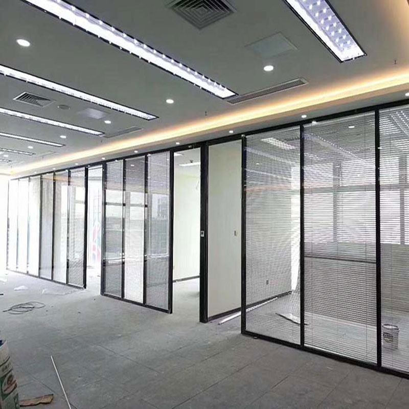 Soundproof Double Glazed Framed Glass Wall System Glass Office Partition Clear Glass Partition for Commercial Building