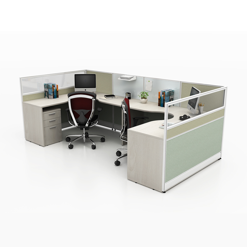 New Arrival Workstation Furniture Glass Screen Fabric Office Desk Partition