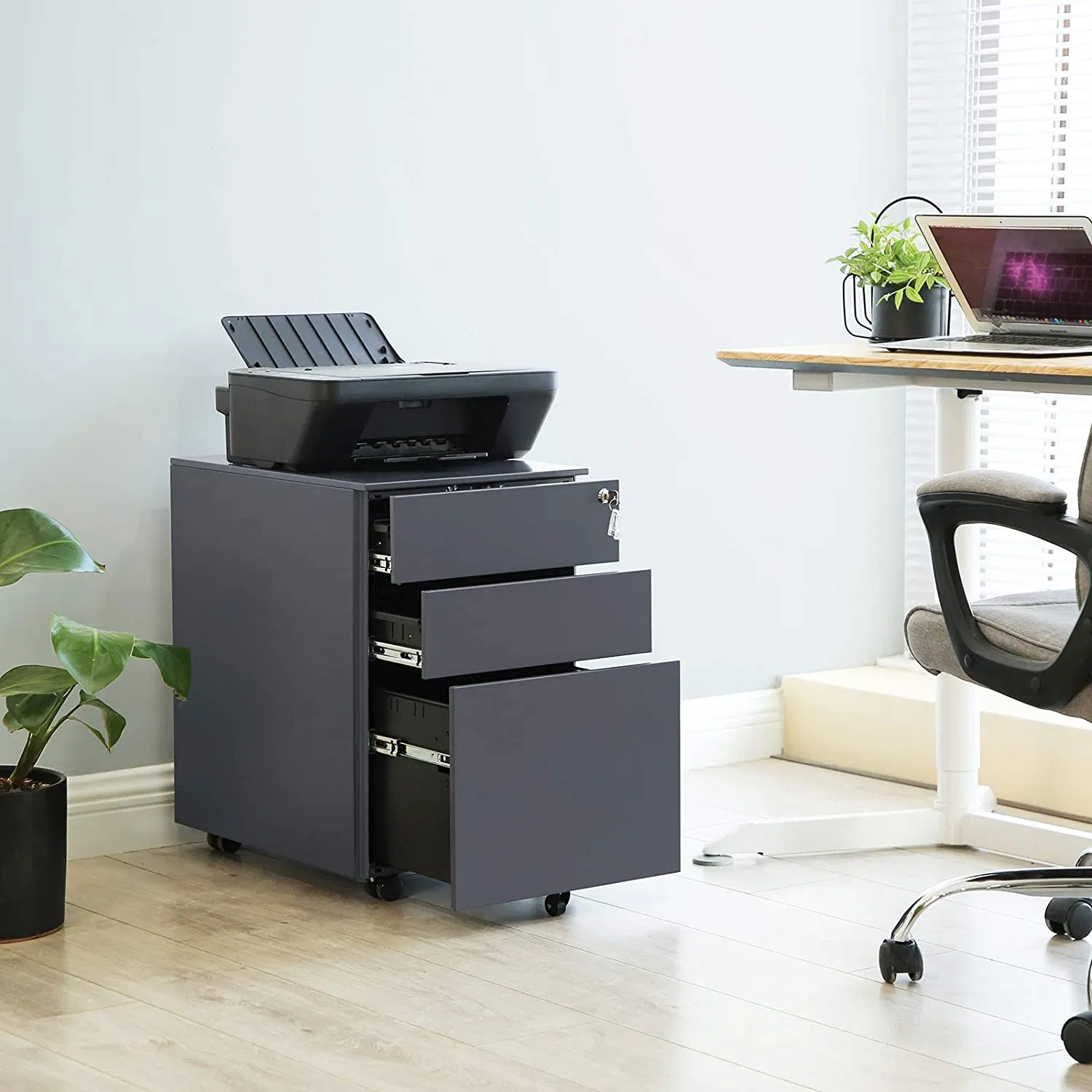 High Quality Office Equipment Storage Metal 3 Drawer Mobile Pedestal