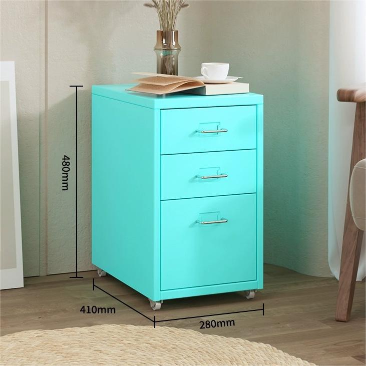 Modern 3 Drawers Steel Mobile Pedestal for Under Desk Office Storage with Casters