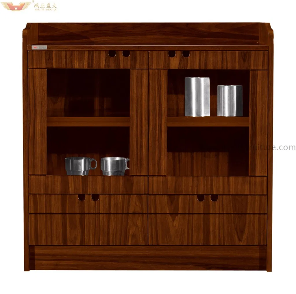 Modern Credenza Side Storage Tea Wood Veneer Office Cabinet (HY-512)