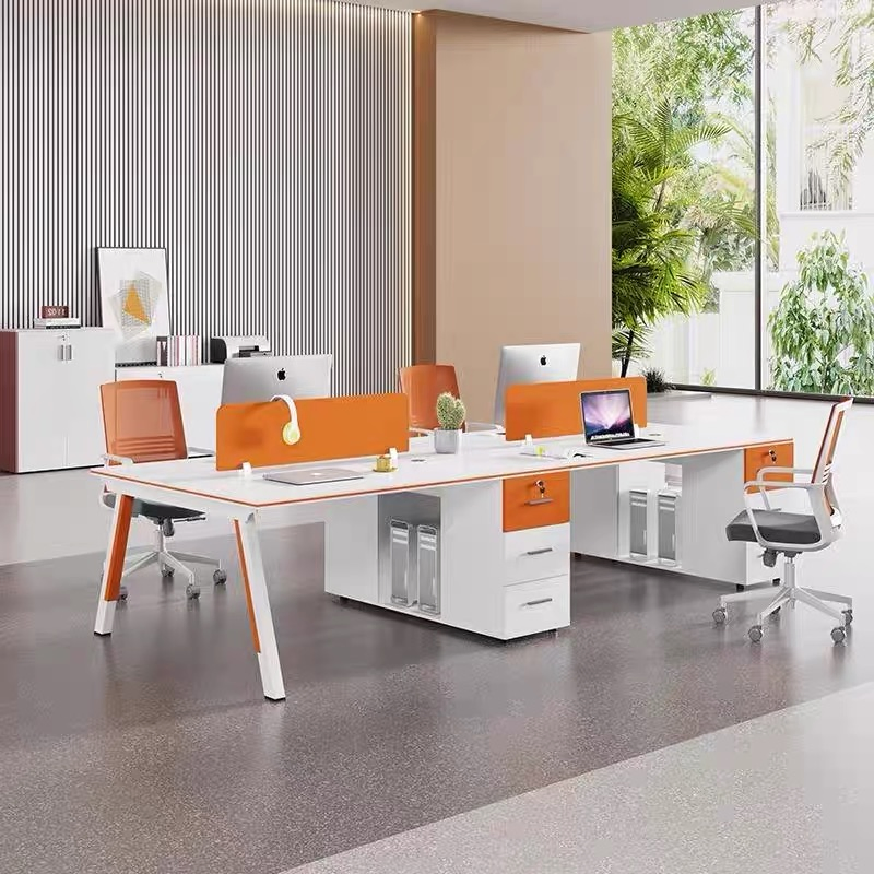 Melamine Modular Office Cubicle Modern Design Office Partition Workstation with File Cabinets