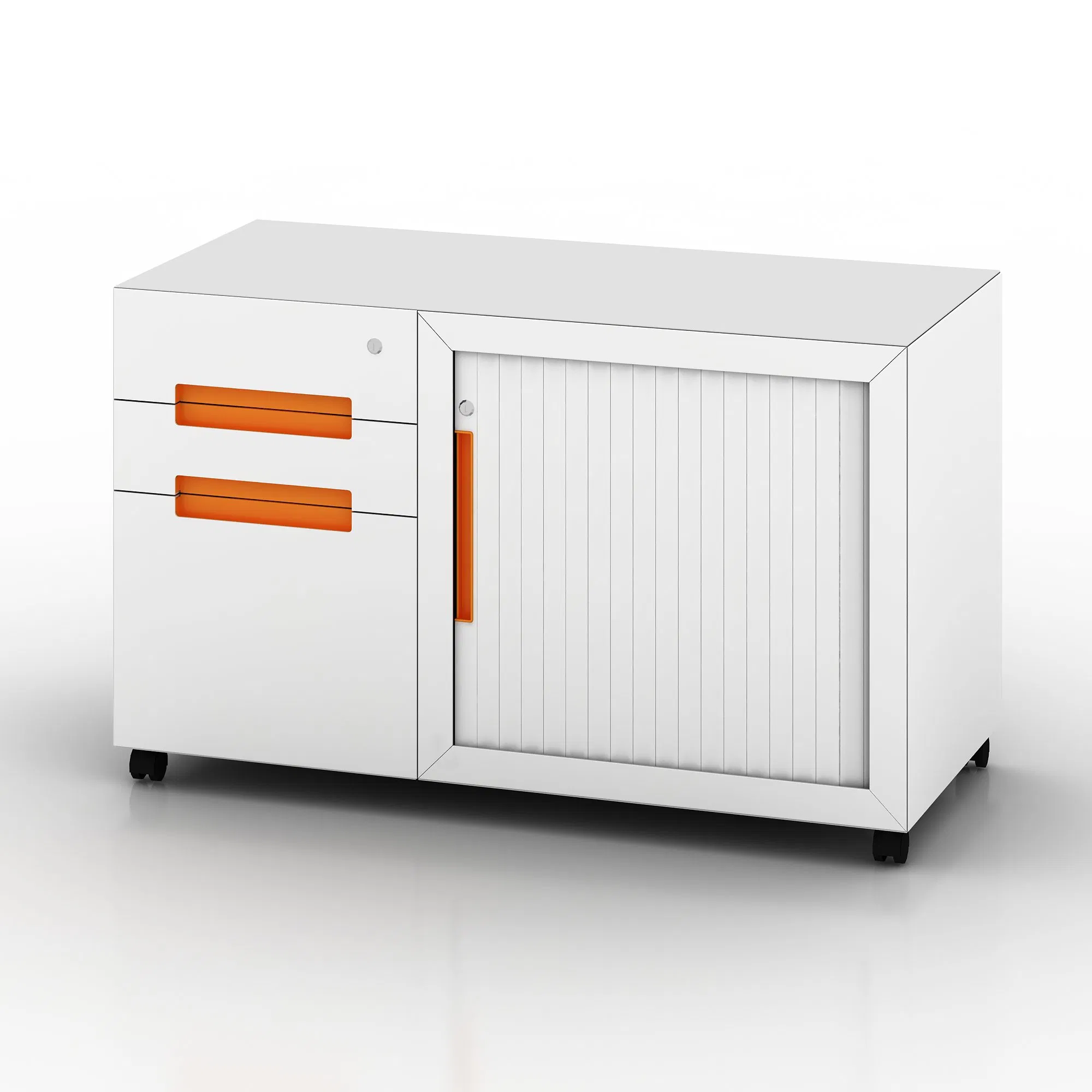 New Style Left Tambour Door Steel Mobile Pedestals with 3 Drawers