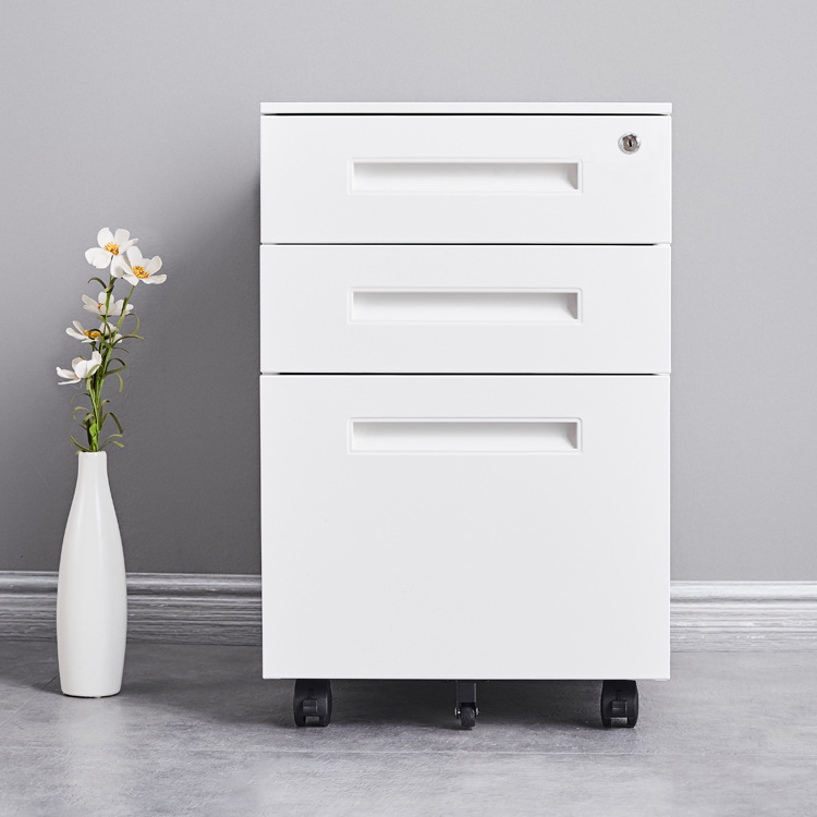 Steel Mobile Pedestal for Office Mobile Metal Storage File Cabinet 3 Drawer