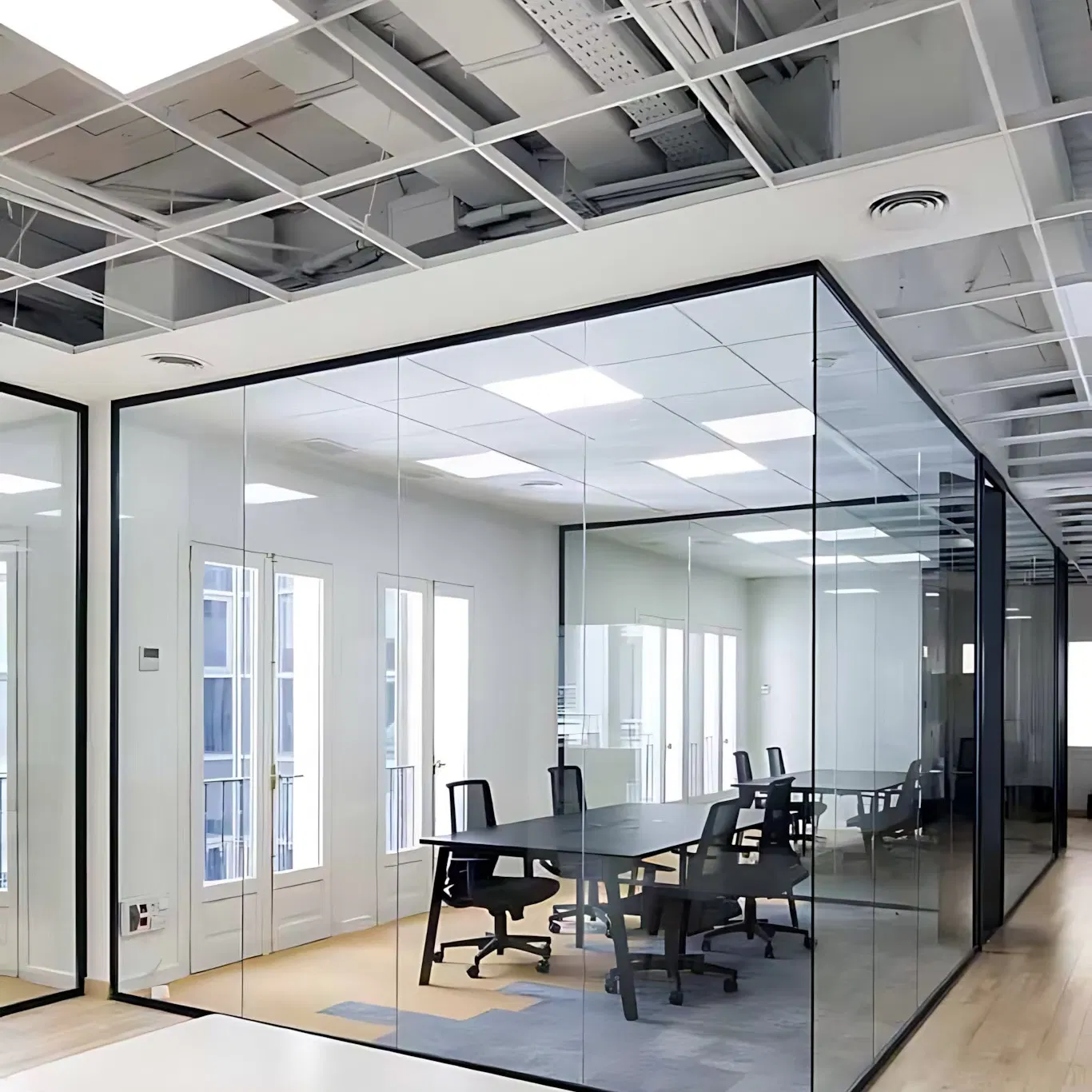 Office Glass Partition Wall Framed Glass Partition Customized Glass Partition Wall Easy Assembled