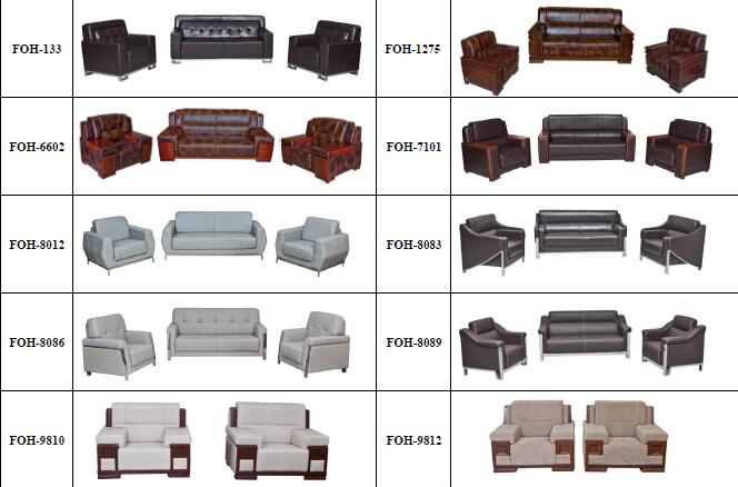 Italian Leather Sofa Office Meeting Room Sofa Set (FOH-8083)