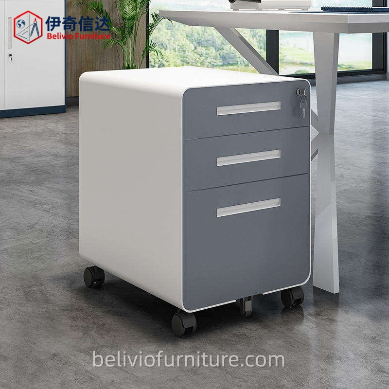 Movable Steel Cabinet Rolling Pedestal 3 Drawers Lockable Mobile Pedestal for Office