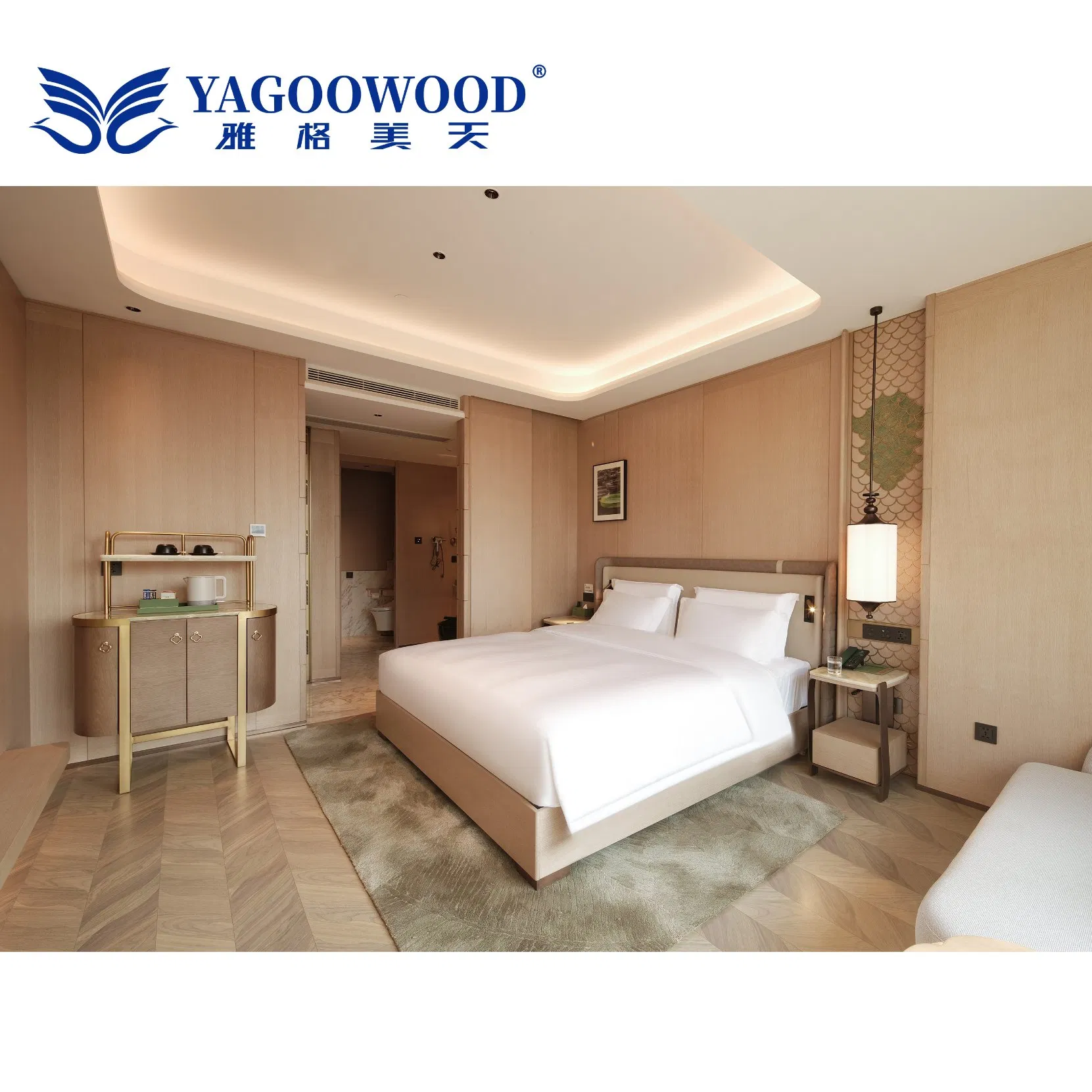 Modern Hotel Lounge Coffee Table Wood Base