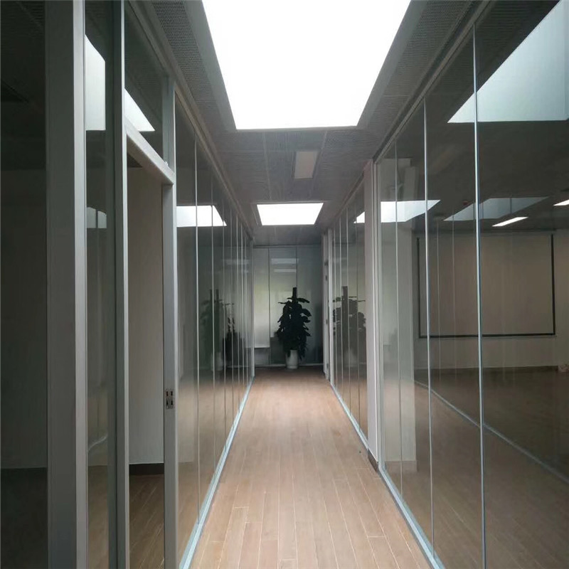 Soundproof Double Glazed Framed Glass Wall System Glass Office Partition Clear Glass Partition for Commercial Building