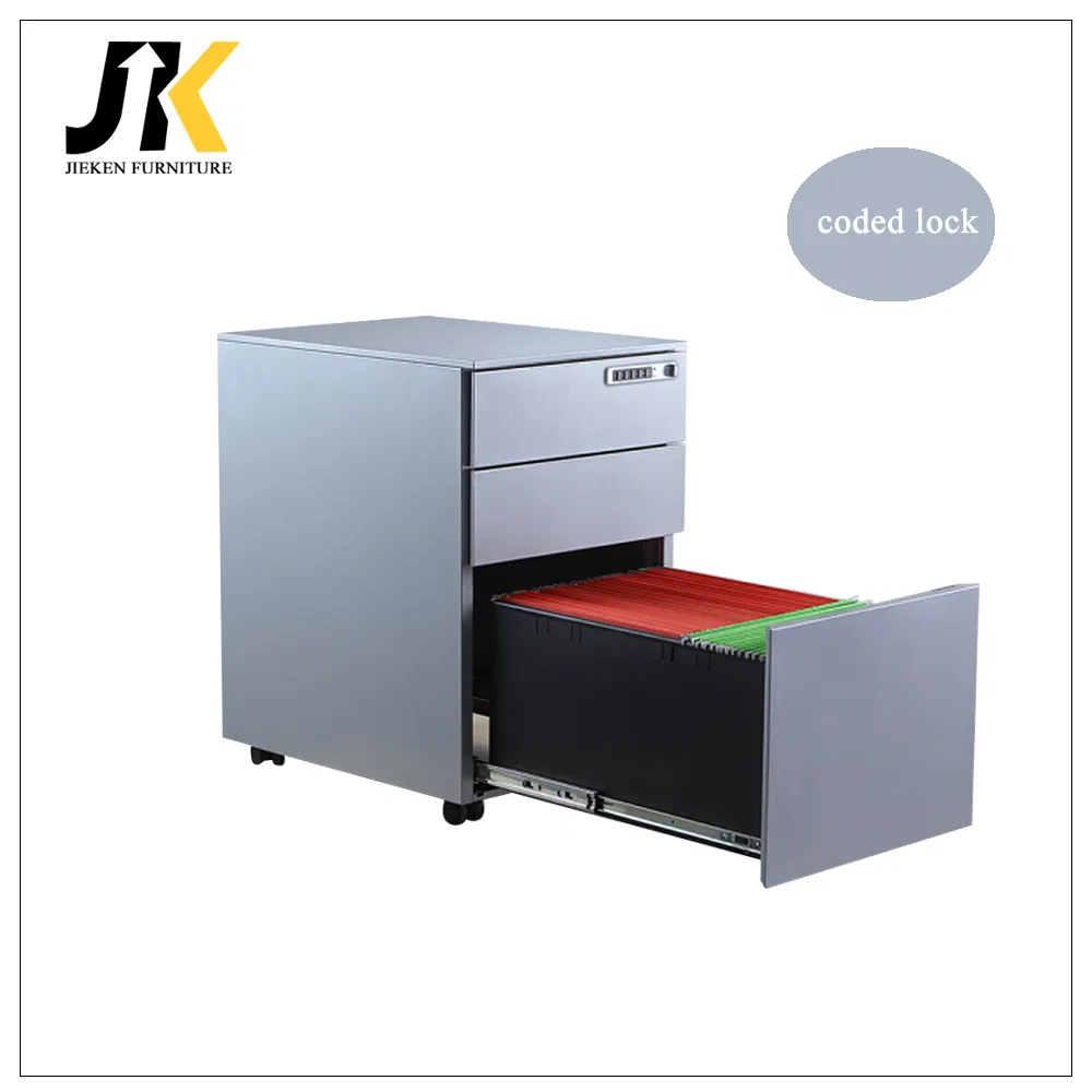 Steel A4 File Cabinet 3 Drawer Mobile Pedestal on Wheels