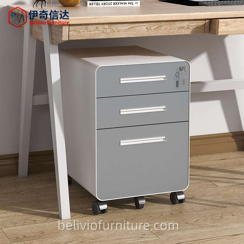 Movable Steel Cabinet Rolling Pedestal 3 Drawers Lockable Mobile Pedestal for Office