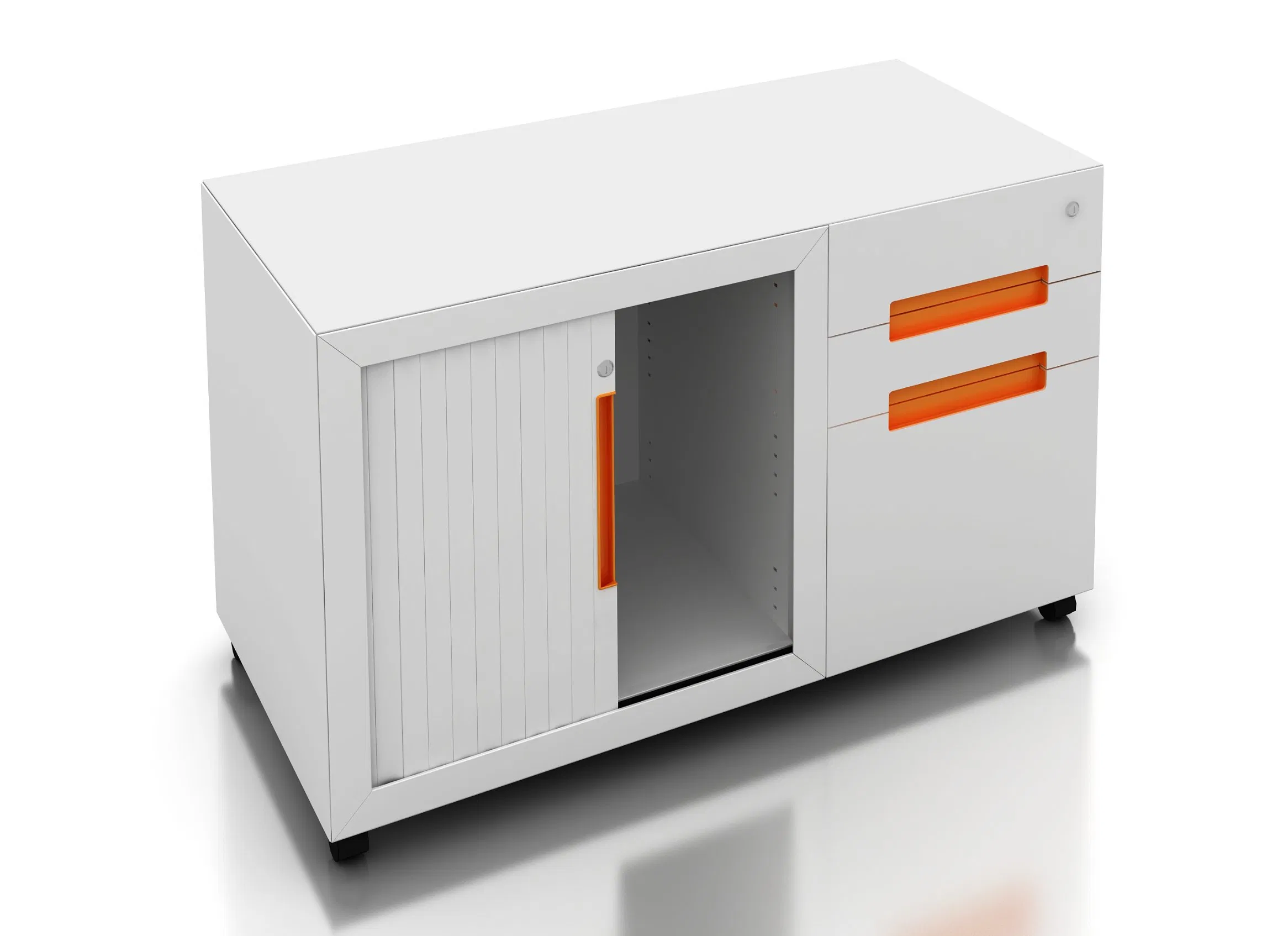 New Style Left Tambour Door Steel Mobile Pedestals with 3 Drawers