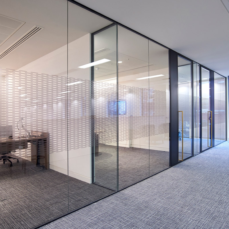 Acoustic 12.38mm 10mm Single Glazed Frameless Laminated Glass Office Partitions