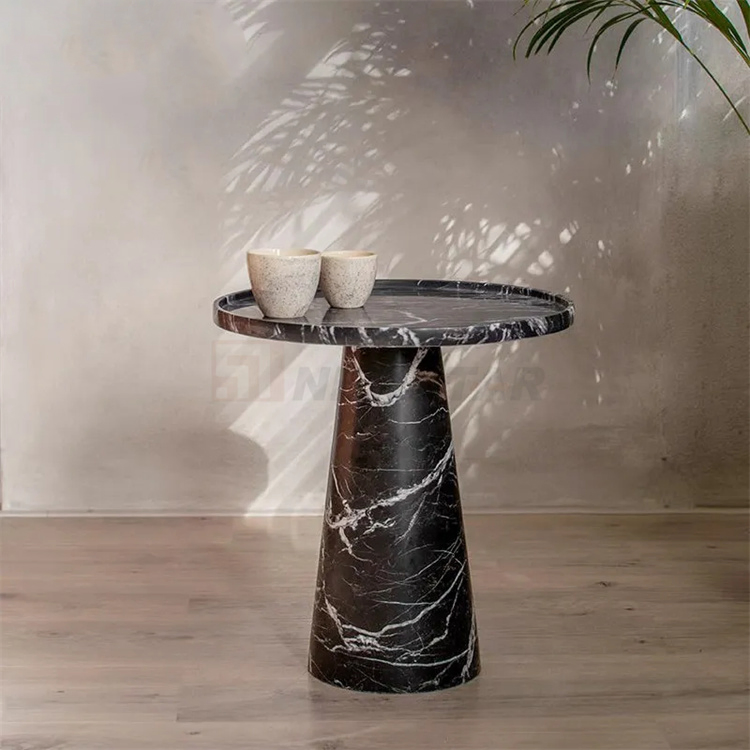 Marble Furniture Lounge Bedside Coffee Table Black Modern Sofa Side Table Living Room Marble Side Table