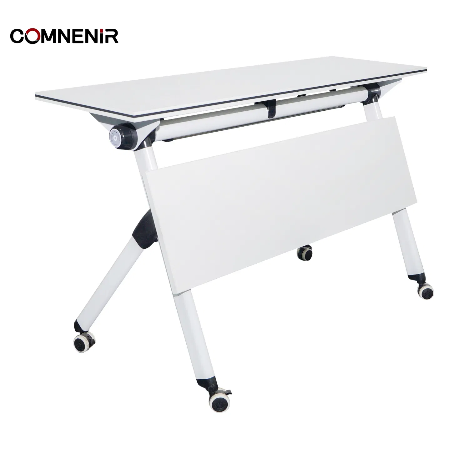 Adjustable Student School Room Computer Desk Flip Top Movable Foldable Table Wheels Training Meeting Conference Study Office