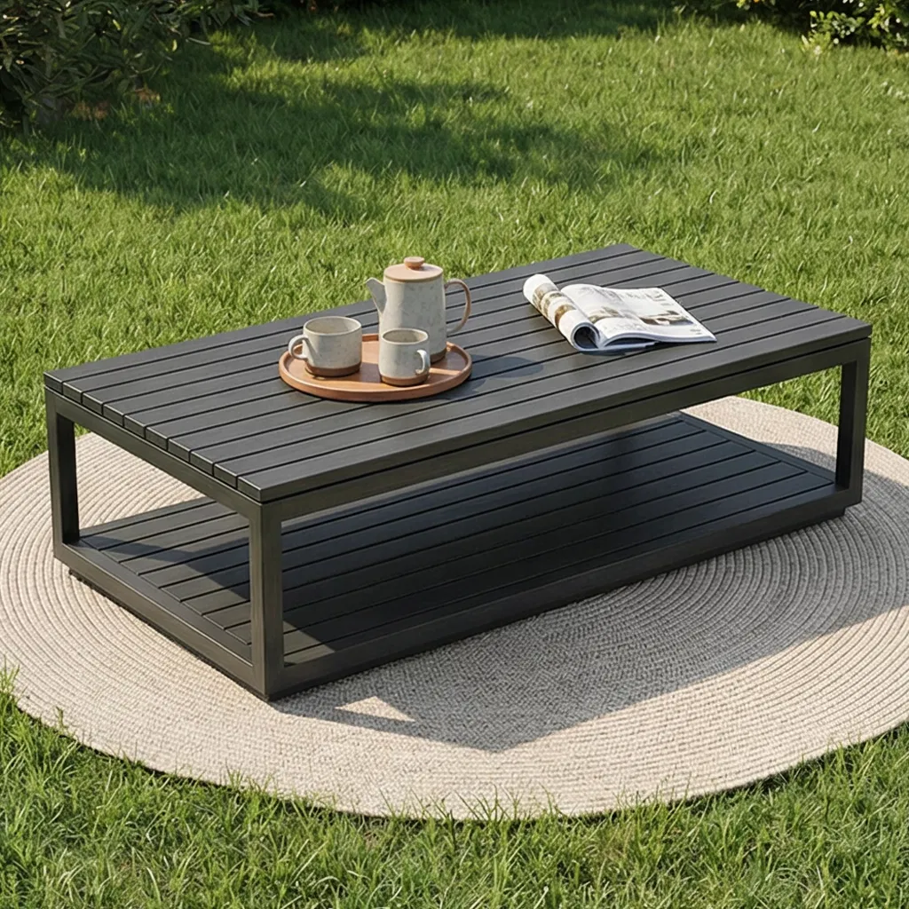 Functional Aluminum Outdoor Coffee Table with Swivel Lounge for Outdoor Use