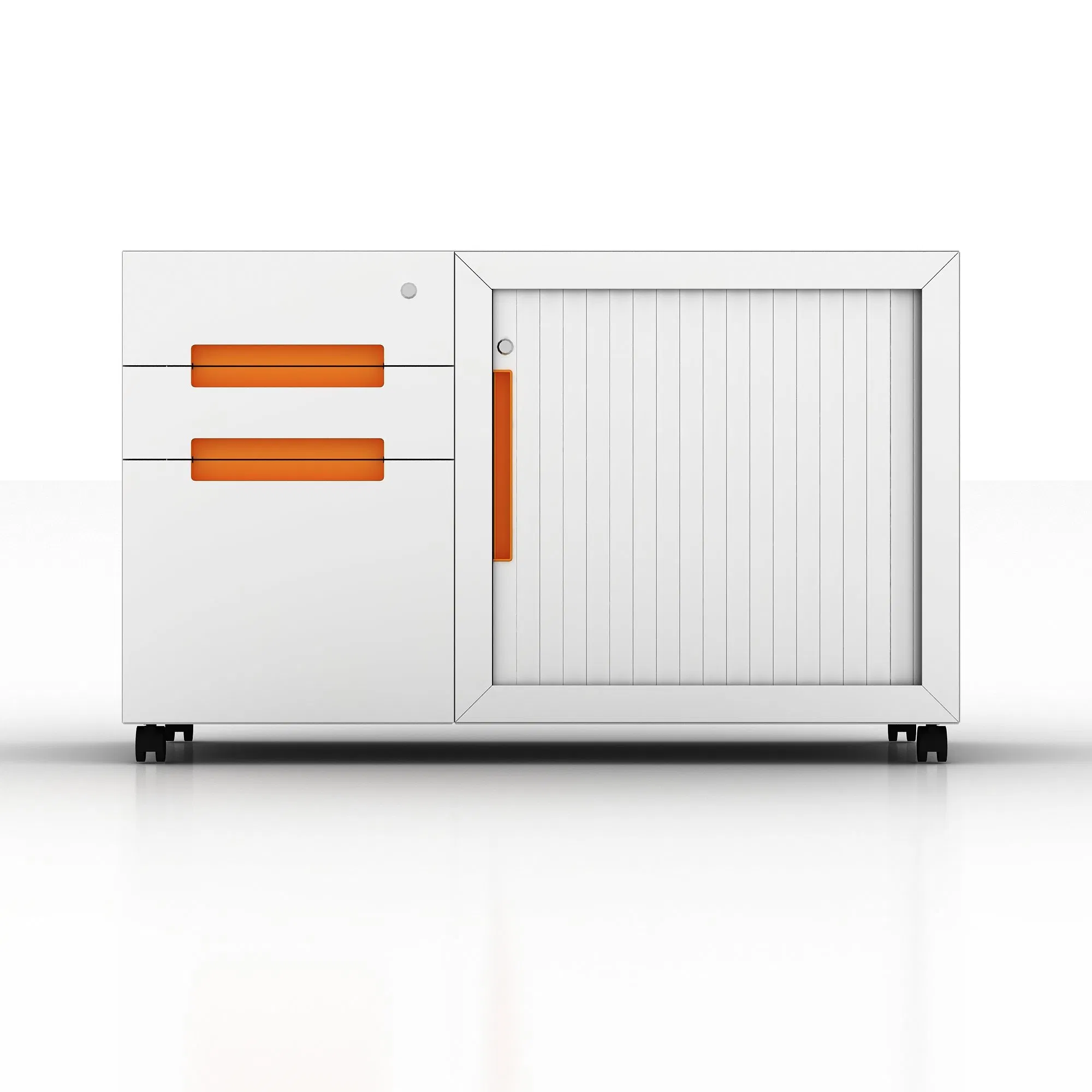 New Style Left Tambour Door Steel Mobile Pedestals with 3 Drawers