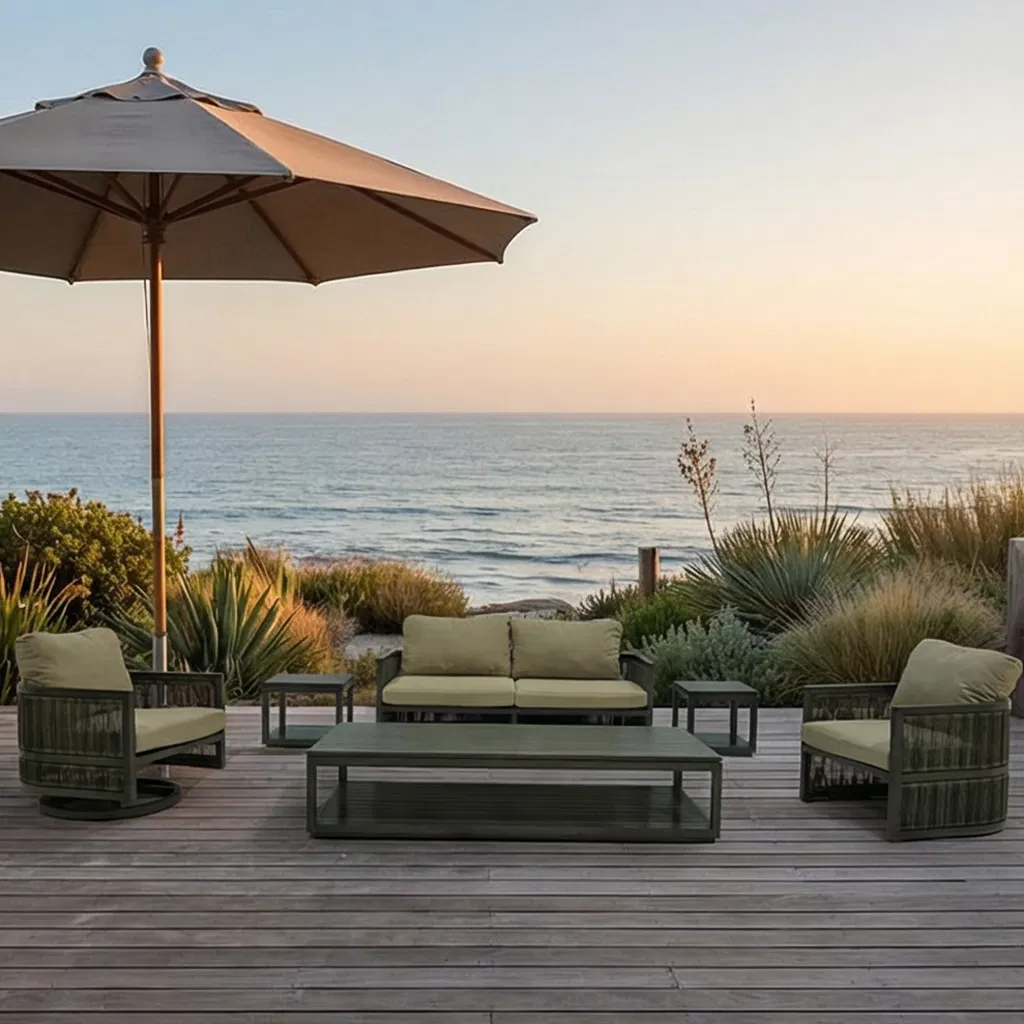 Sleek Aluminum Outdoor Coffee Table with Swivel Lounge for Sofas