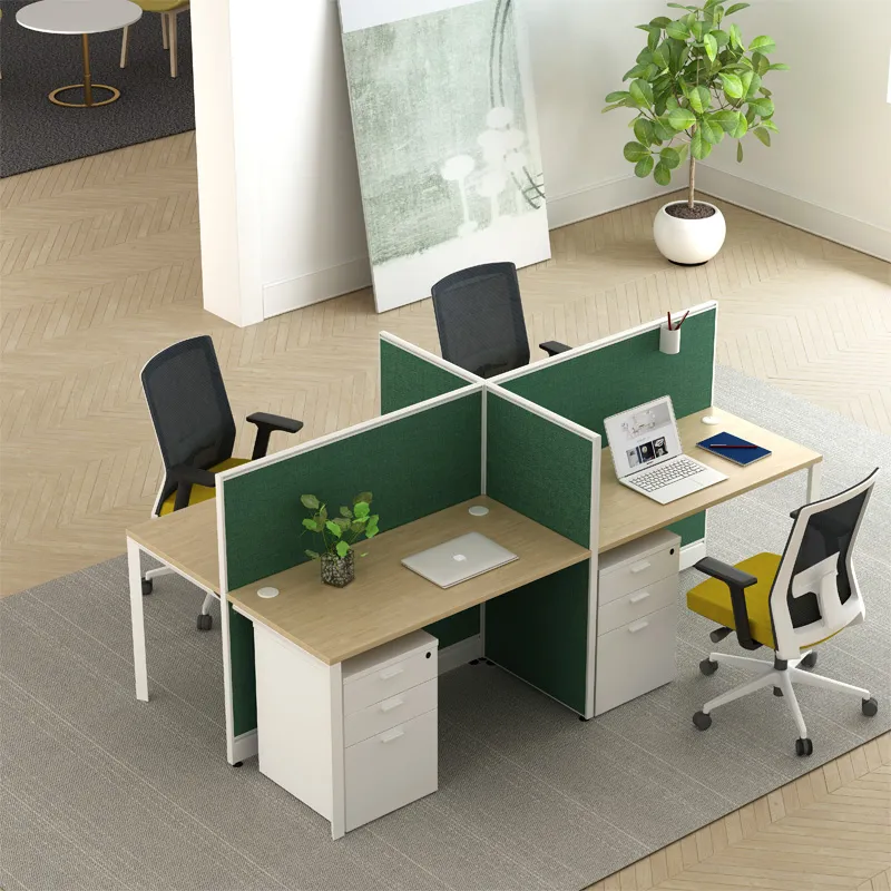 Good Quality Modular System Partition Modern 4 Cluster Office Table Workstation