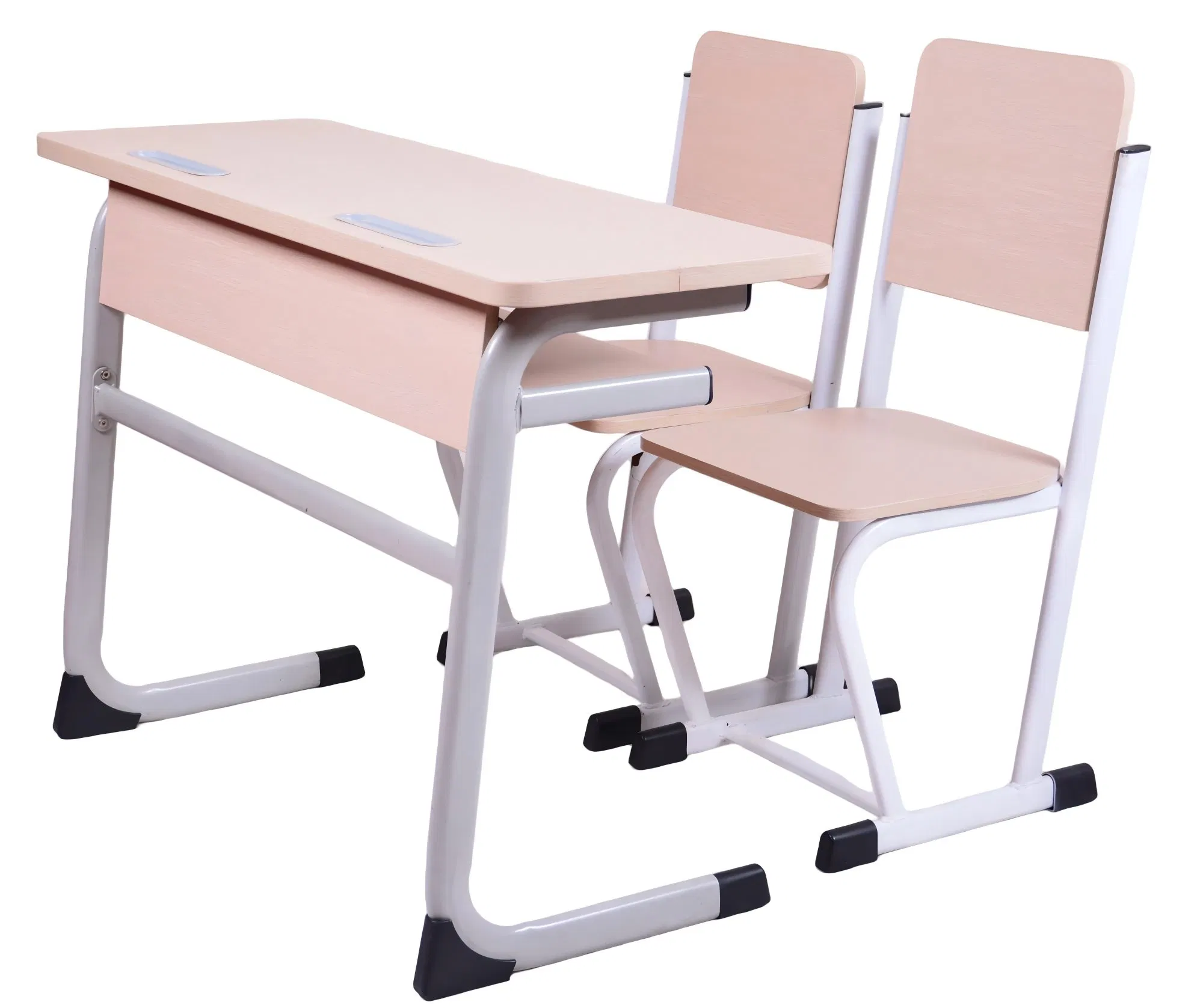 Customizable Two Person Height Adjustable School Classroom Dual Double Student Table Desk with Attached Seats