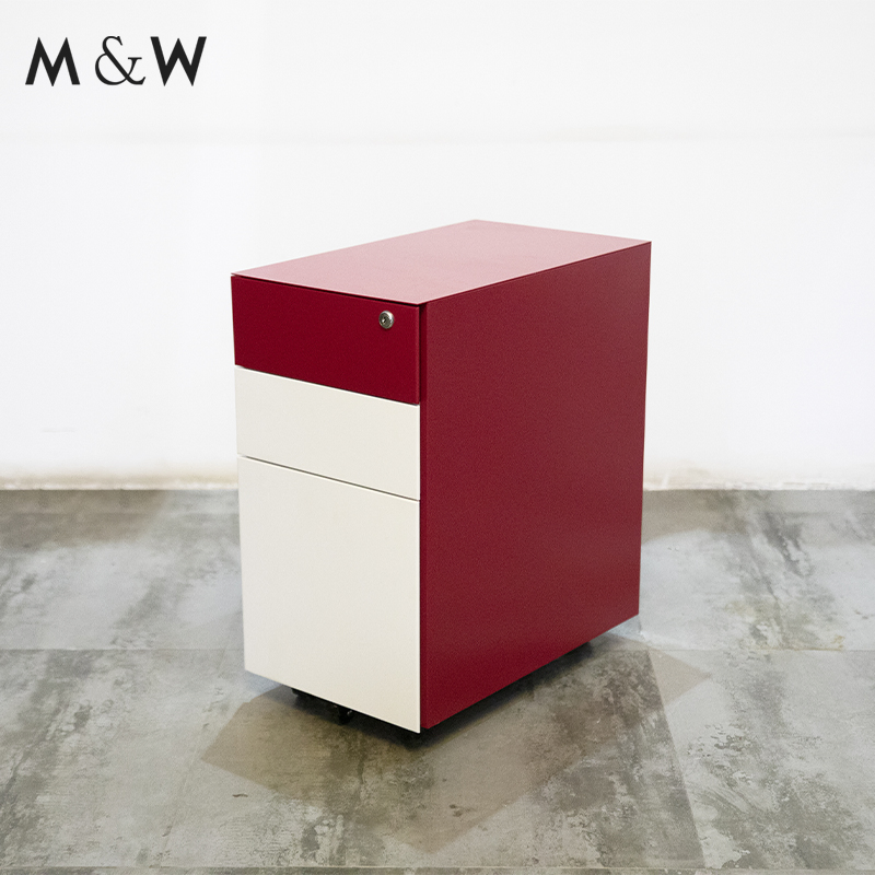 M&W Mobile Drawer File Cabinet Steel Mobile Pedestal with 3 Box Drawers Pedestal Steel Drawer