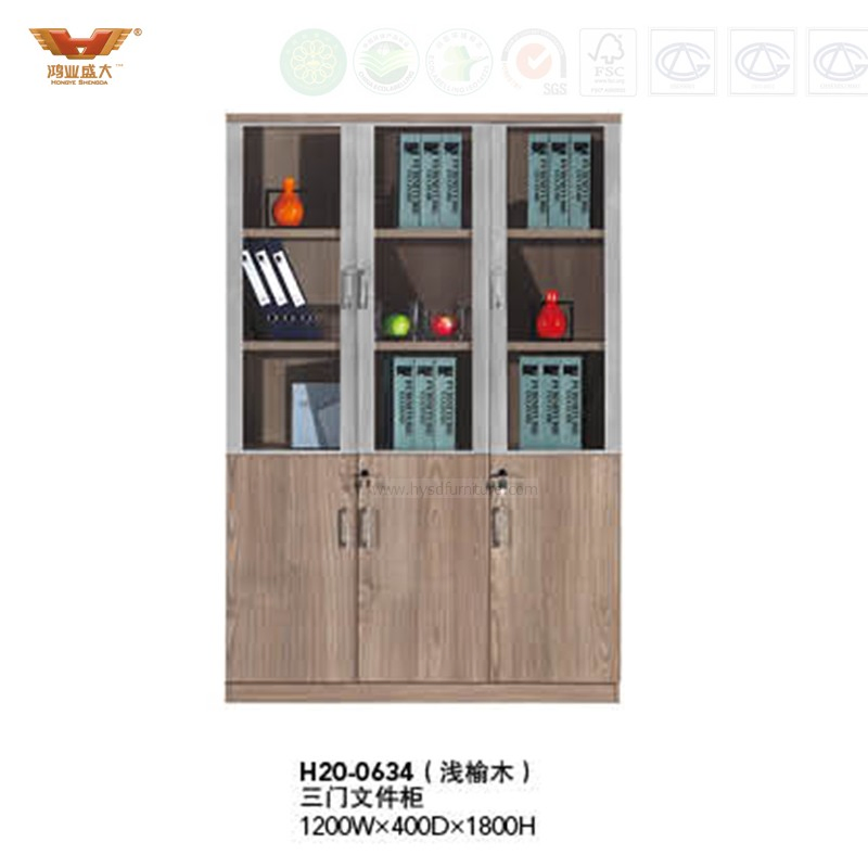 Modern Wholesale Furniture Three Glass Doors Filing Cabinet, Bookcase (H20-0634)