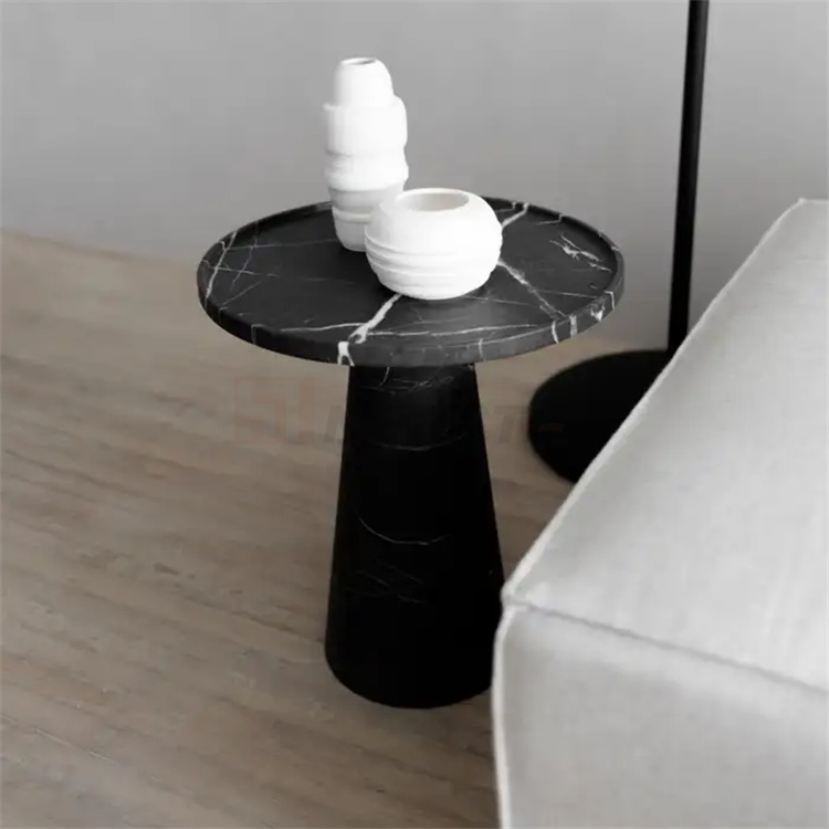 Marble Furniture Lounge Bedside Coffee Table Black Modern Sofa Side Table Living Room Marble Side Table