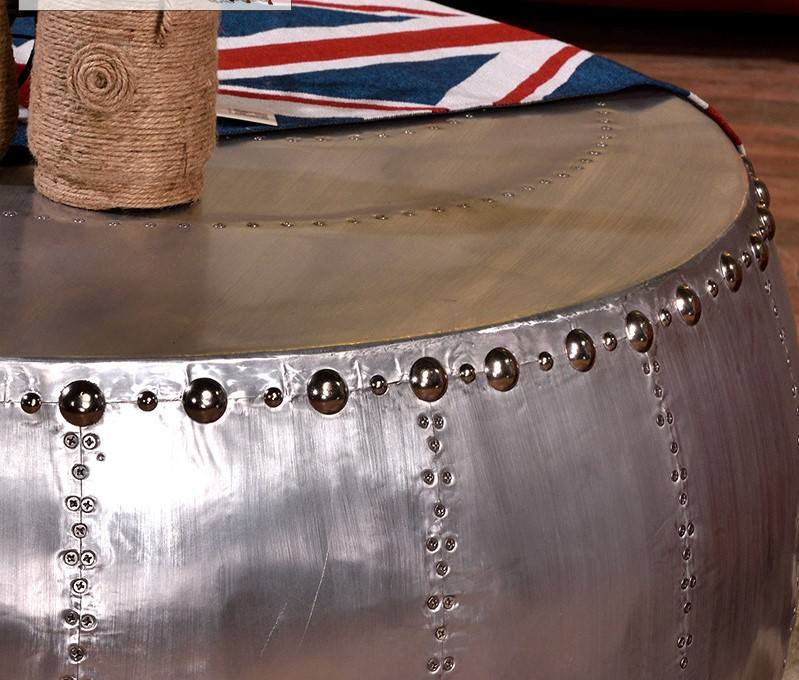 Vintage Industrial Aviator Lounge Chair and Coffee Table Set