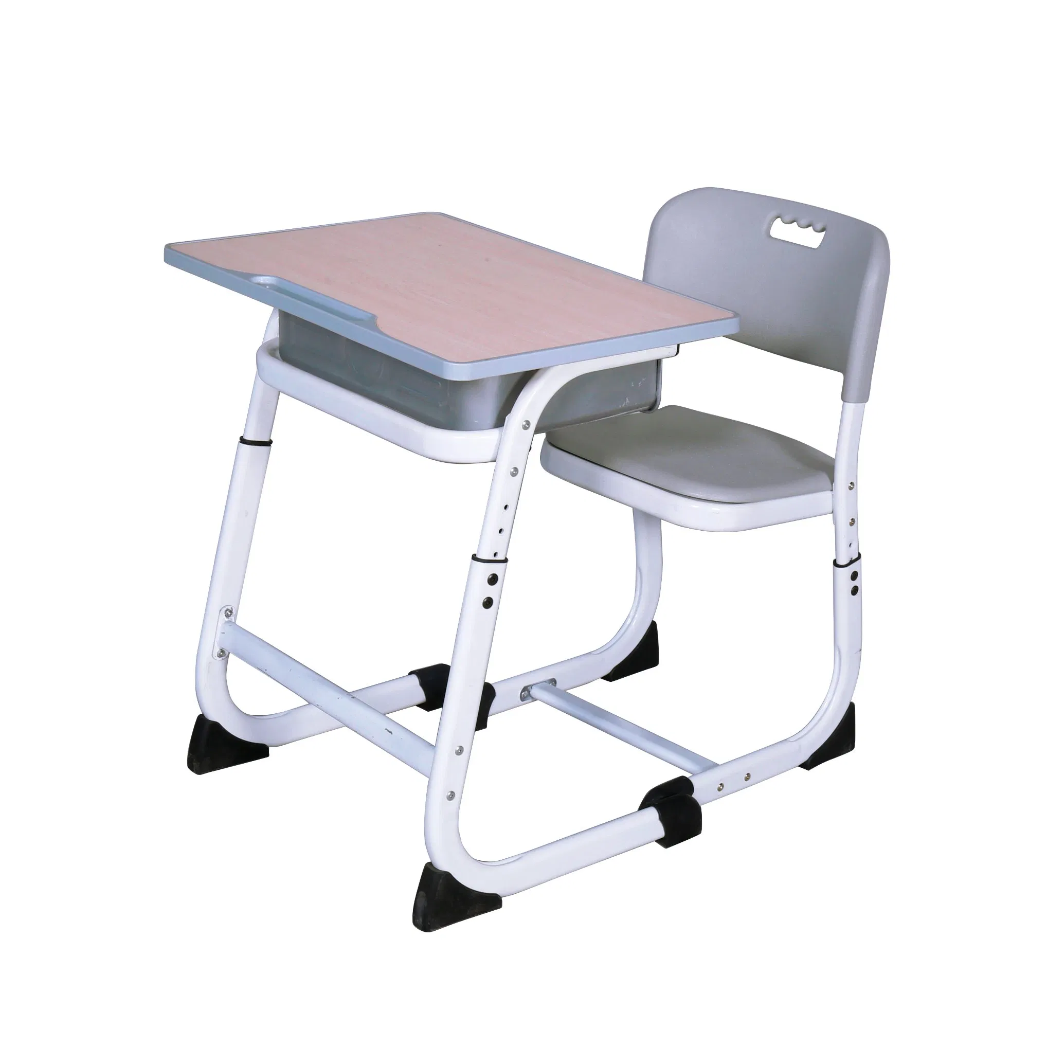Customizable Two Person Height Adjustable School Classroom Dual Double Student Table Desk with Attached Seats