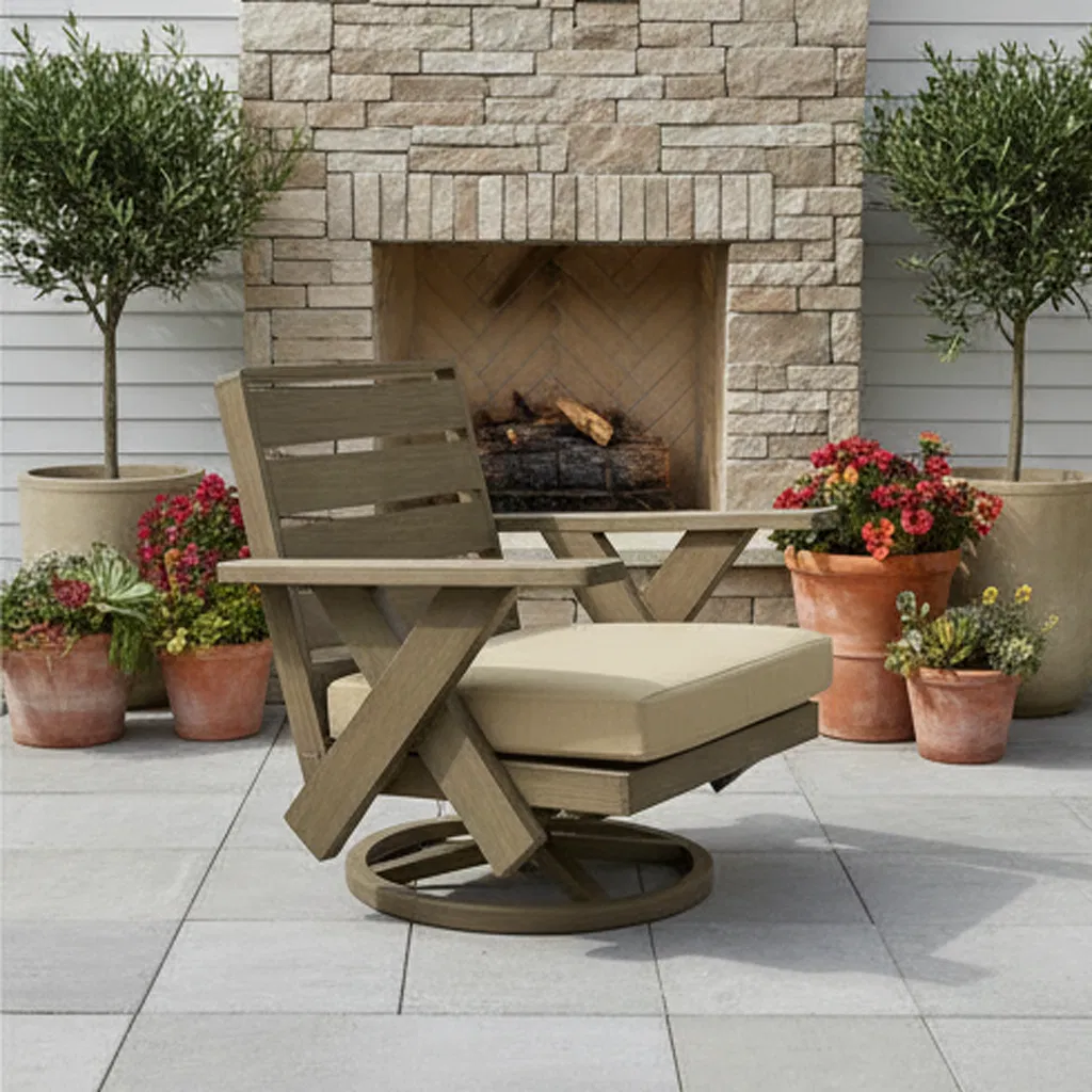Chic Aluminum Outdoor Coffee Table with Swivel Lounge for Outdoor Spaces