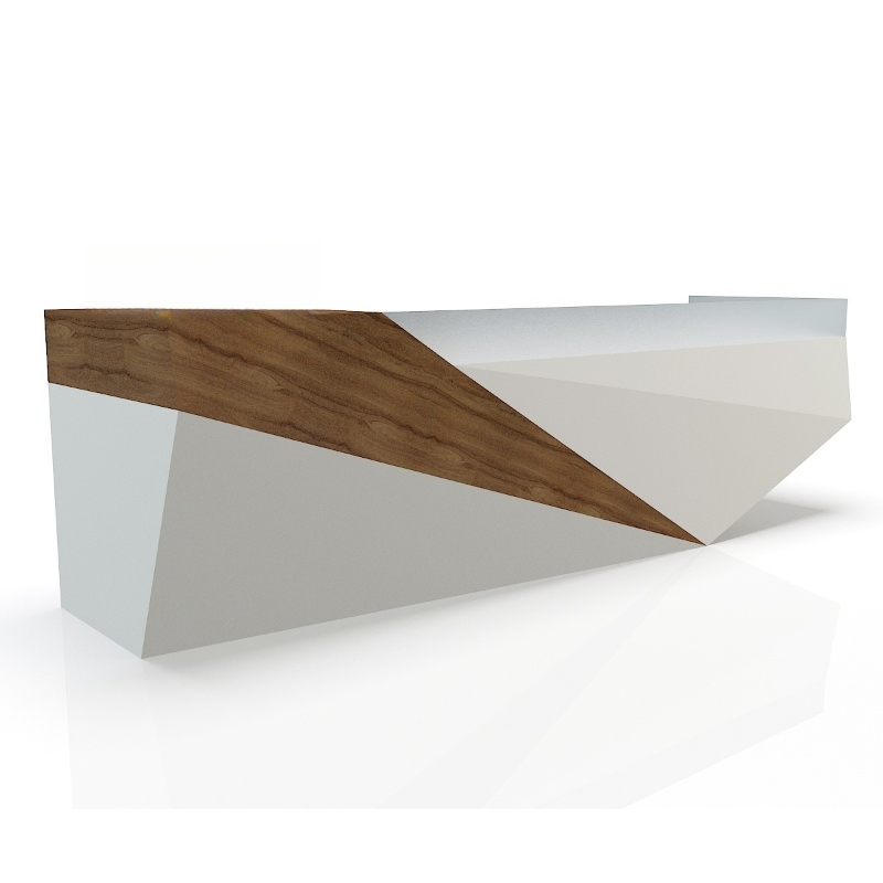 Wood and Corian Style Luxurious Custom Information Reception Desk