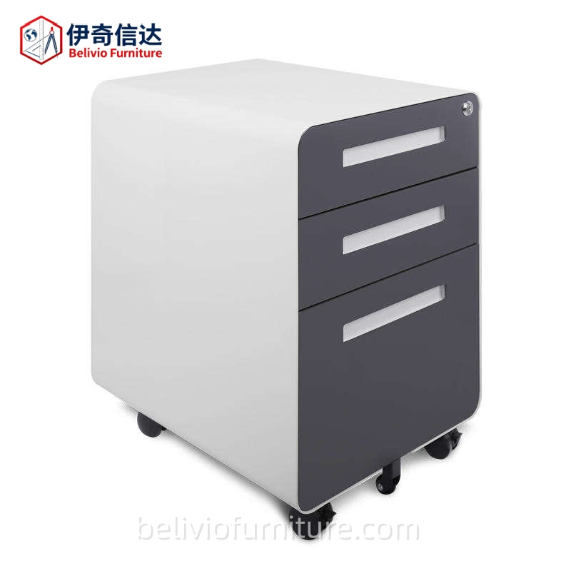 Movable Steel Cabinet Rolling Pedestal 3 Drawers Lockable Mobile Pedestal for Office