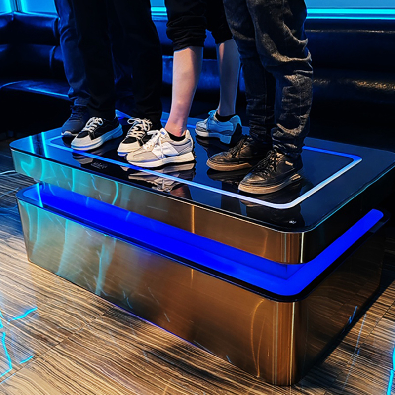 Bar KTV Room Furniture LED Light Illuminated Lounge Coffee Table Gold Stainless Steel Glowing Bar Table De Cool Bar Table