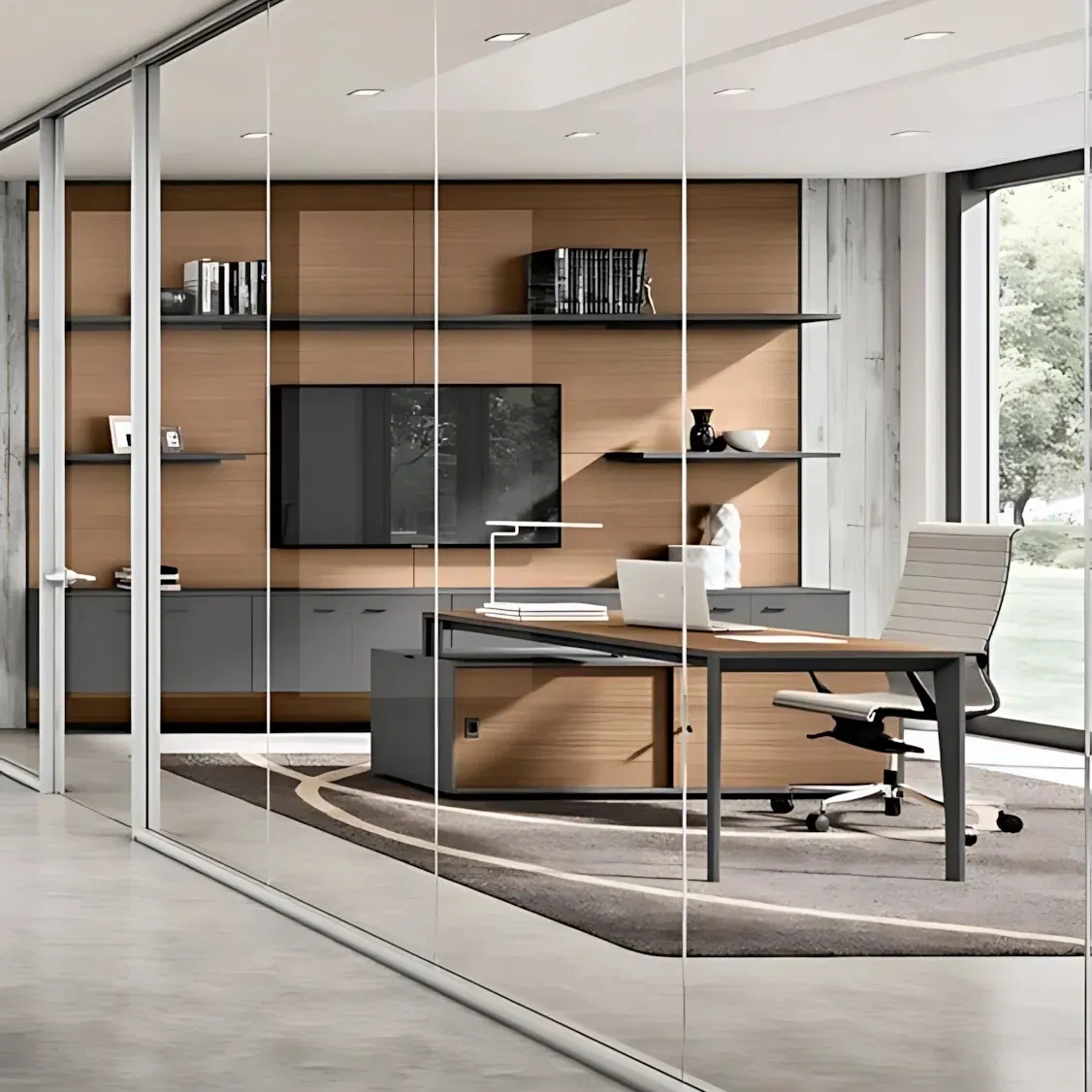 Office Demountable Solid Wall Partition System Reusable Wooden Partition