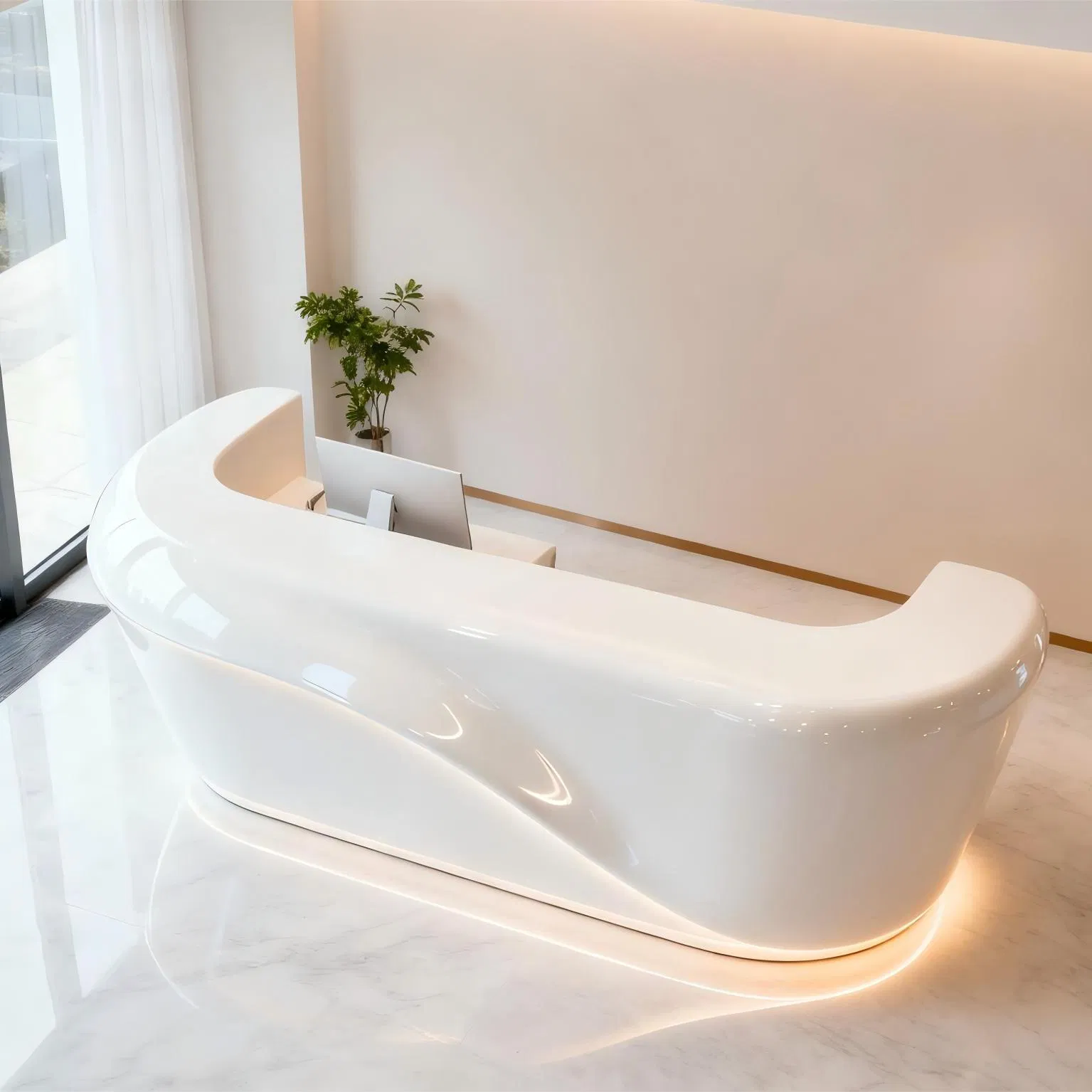 Arch Shaped Fiberglass Front Office Salon Reception Desk