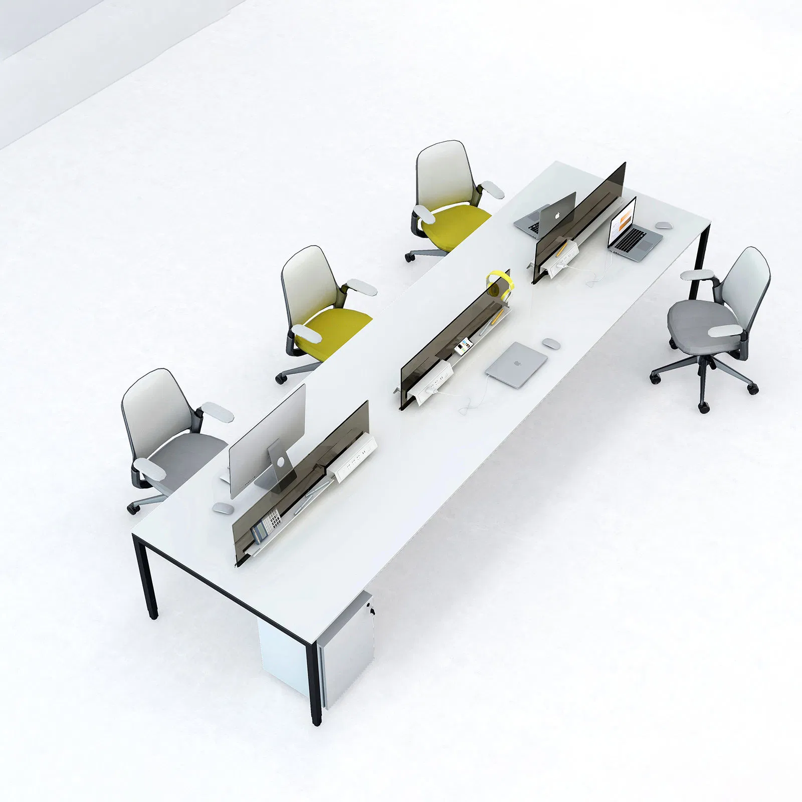Working Space Coworking Design Partition Sharing Open Modular Workstation 4 Person