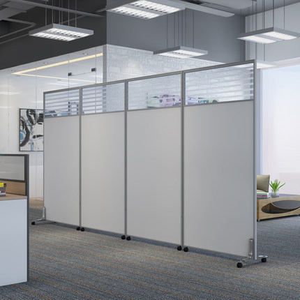 Quick Assembly Flexible Office Partitions Folding Mobile Partitions Movable Soundproof Dividers Office Cubicle Partitions with Lockable Wheels for Open Space