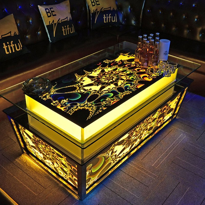 High Quality Modern LED VIP Club Bar Hookah Lounge Karaoke Room Furniture New Style Luxury Metal KTV Coffee Bar Table