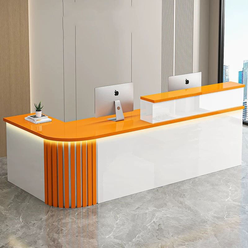 Minimalist Office Furniture Wood Register Beauty Salon Bar Front Table Reception Desk