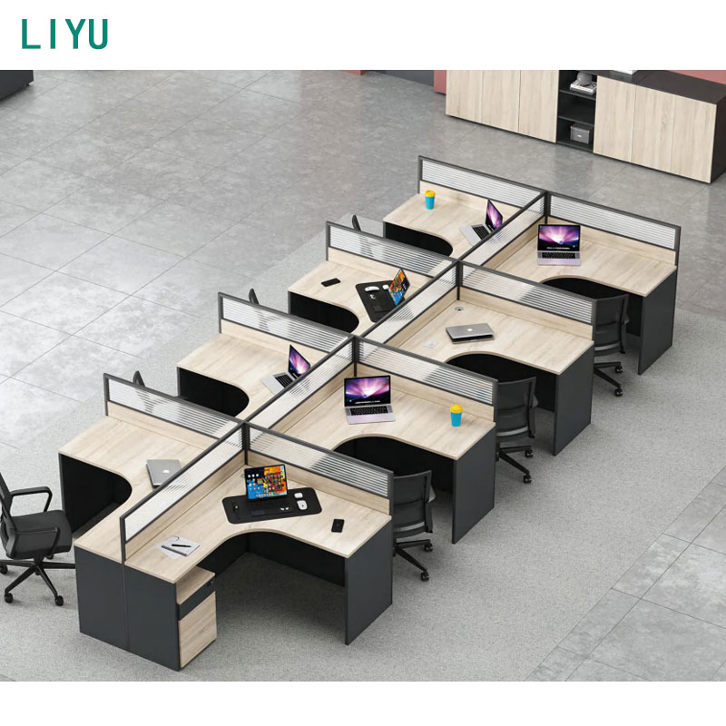 Liyu Wholesale Price Modular Office Furniture Workstation Modern 2/4/6/8 Person Seater Work Station for Staff