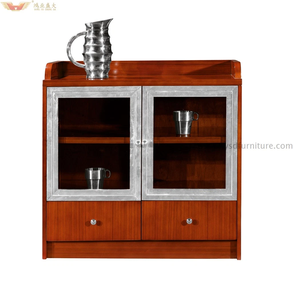 Modern Credenza Side Storage Tea Wood Veneer Office Cabinet (HY-512)
