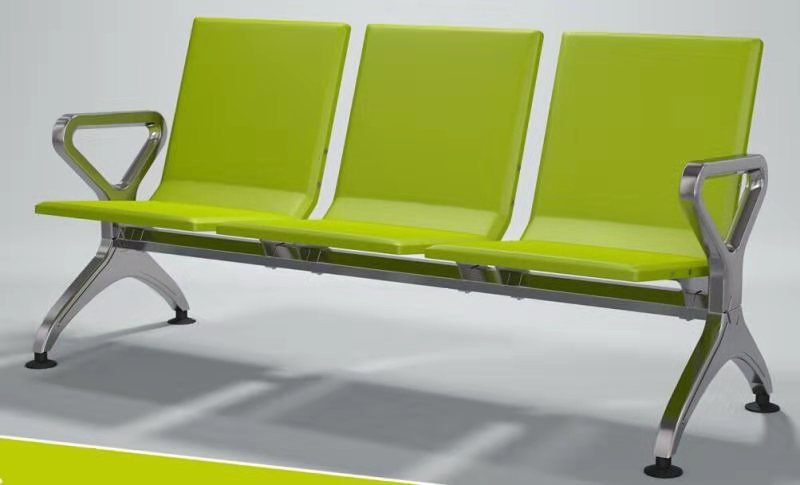 Wholesales Reception Leather Steel Seater Medical Office Airport Hospital Guest Reception Waiting Room Chair with Arms